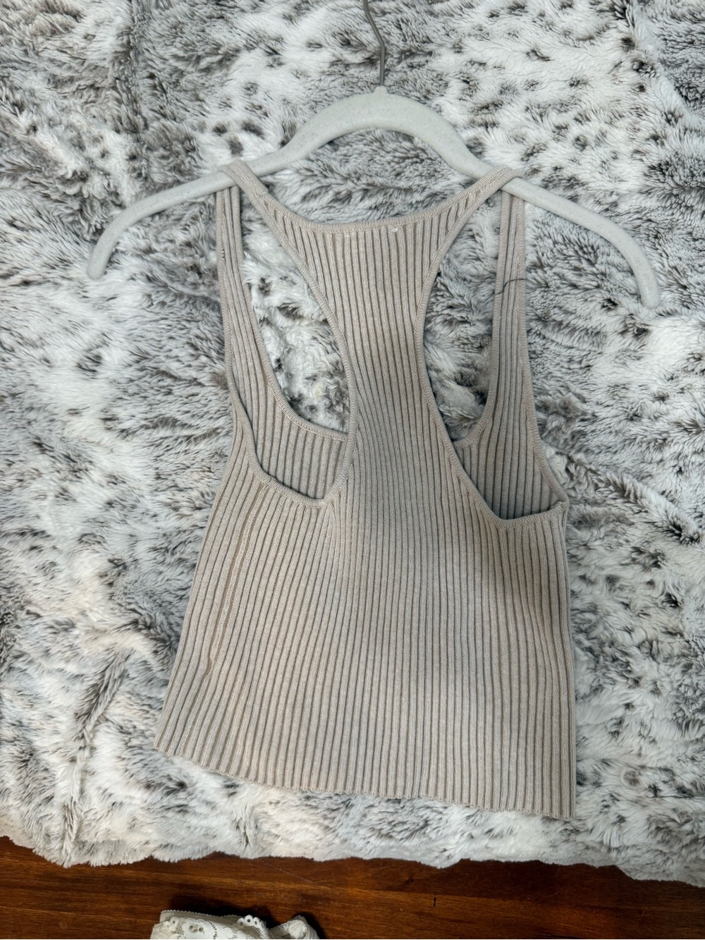 Free People Taupe Ribbed Racerback Crop Tank - Picture 3 of 3
